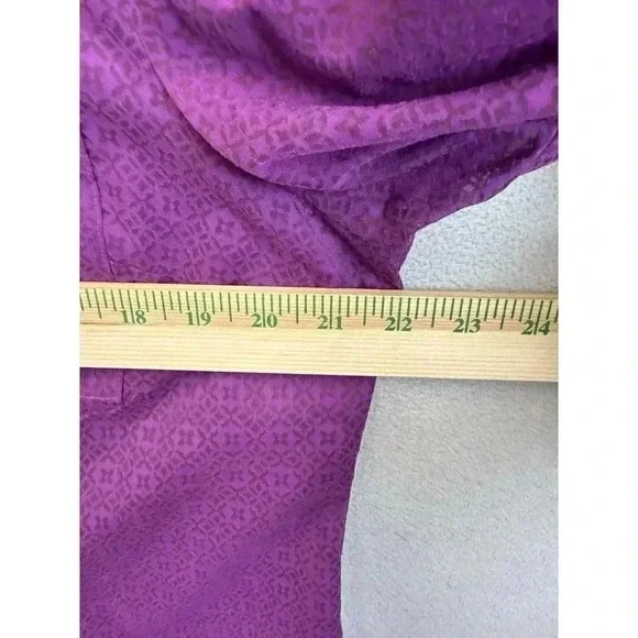 Ann Taylor Women's 16 Purple Floral Geometric Lightweight Sheer Button Up Shirt - Picture 6 of 8